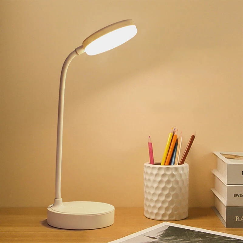 LED Rechargeable Bedside Table Lamp USB Plug 3 Modes Dimming Eye‑Friendly Reading Desk Night Light for Study Room