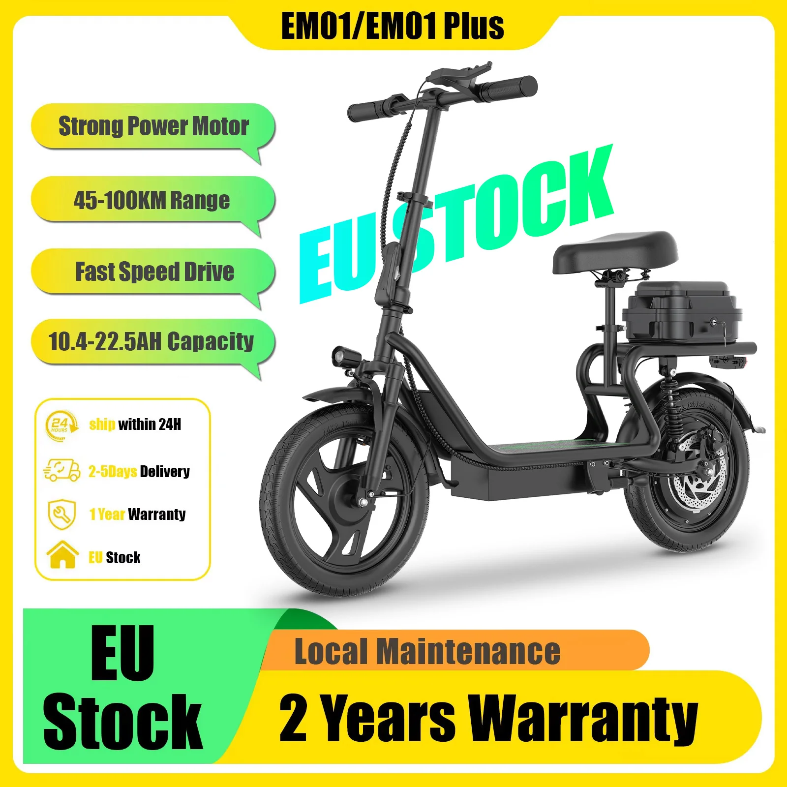 JUICEASE Nuovo Design EM01/EM01 PLUS Monopattino Elettrico, Autonomia Massima 45-100KM, Monopattino Elettrico Pieghevole con Pneumatici da 14'', Impermeabile