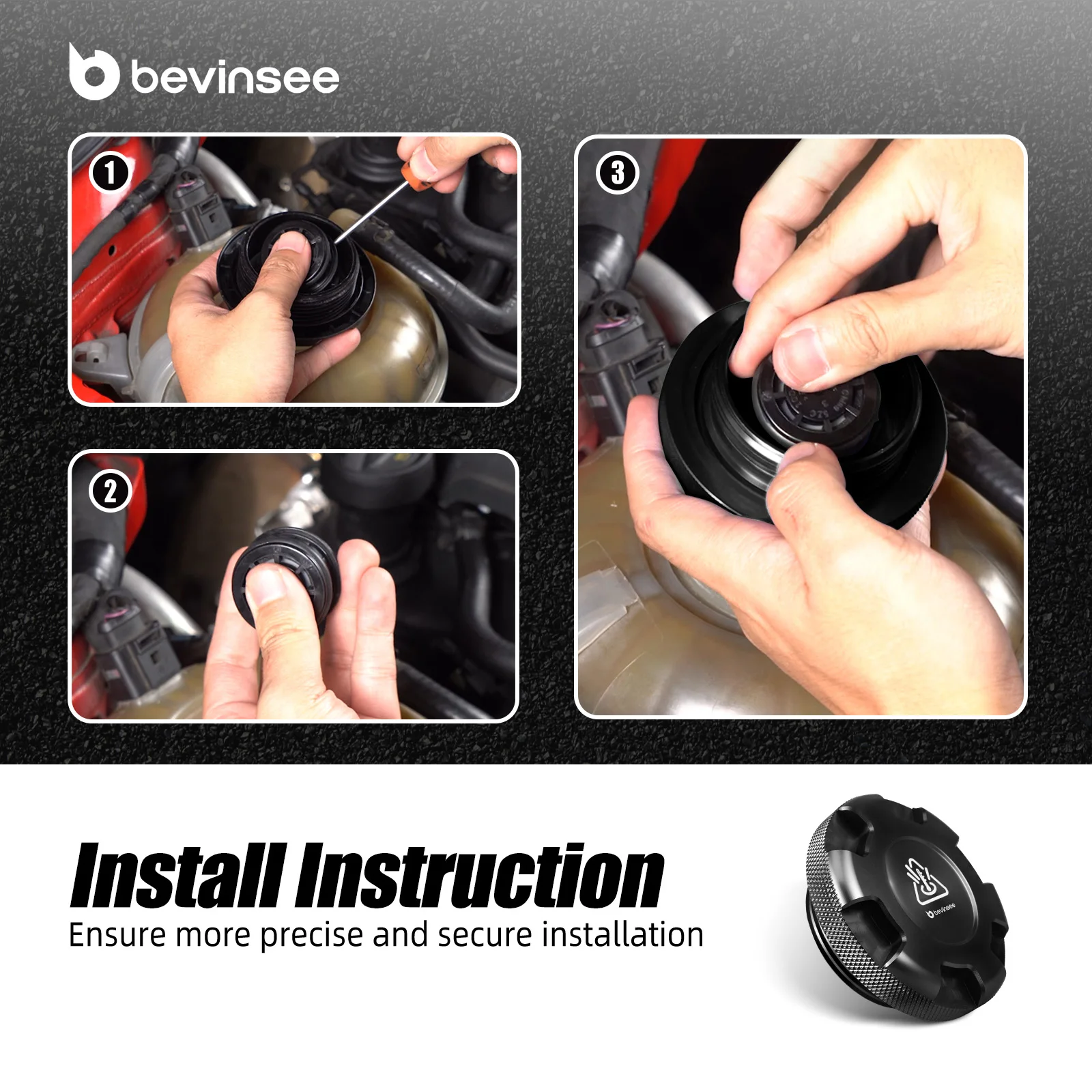 BEVINSEE Coolant Reservoir Cap for Audi A3 S3 RS3 TT Q2 Q3, for VW for Golf MK6 MK7 MK8 for Tiguan MK2 for Passat B8, for SEAT