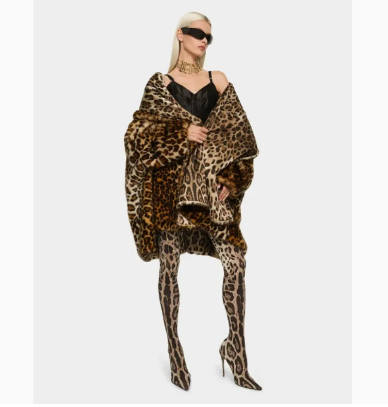 Ladies Over The Knee Women Boots  Super High Thin Heels Leopard Woman Long Boots Size 34-43