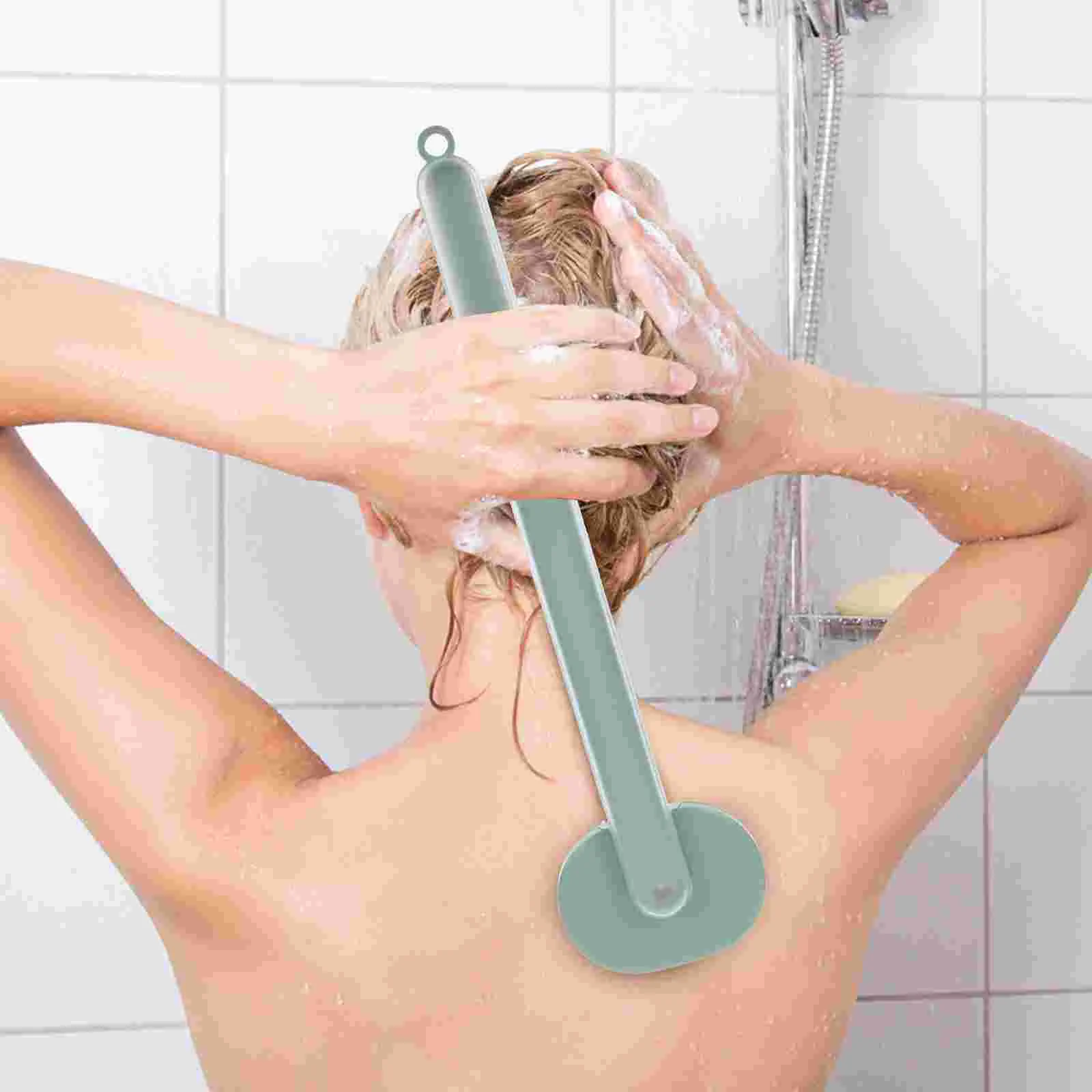 Long Handle Bath Brush Green Shower Body Bathing Exfoliating Portable Back Scrubber