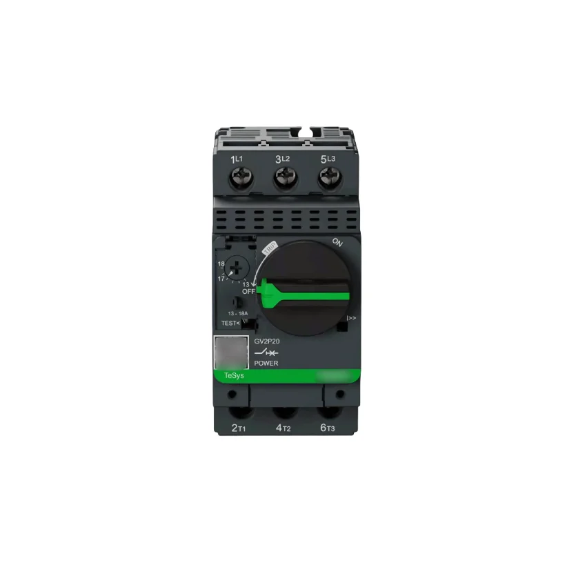 GV2P20  Motor circuit breaker, TeSys Deca, 3P, 13 to 18A, thermal magnetic, screw clamp terminals, rotary handle