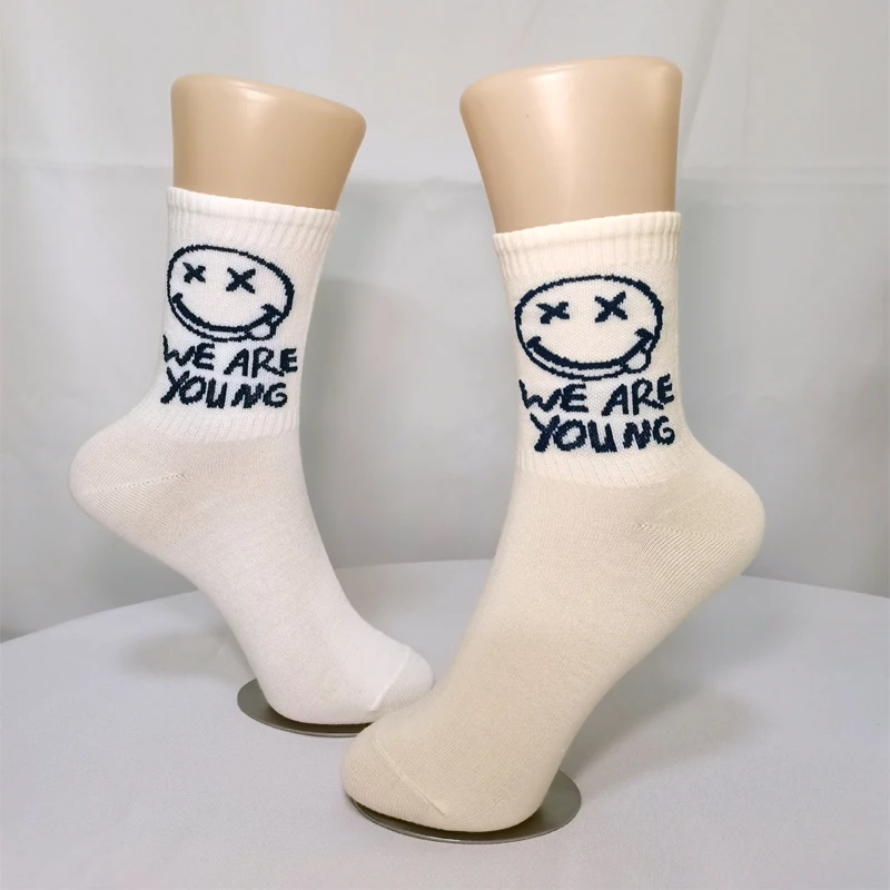 Japanese  Cartoon Pattern Hip Hop Style Breathable Mid Tube Socks Skateboard Letter  Socks 1 Pair Soft Long Sock For Women