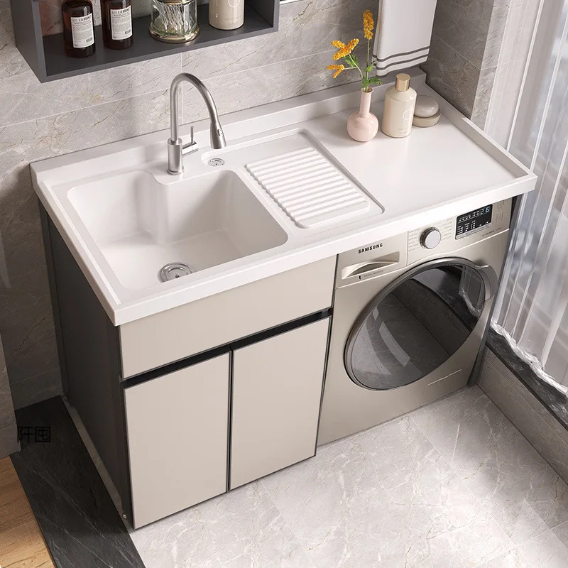 Space balcony washing machine laundry high and low combination wardrobe sink washboard washboard roller significant other