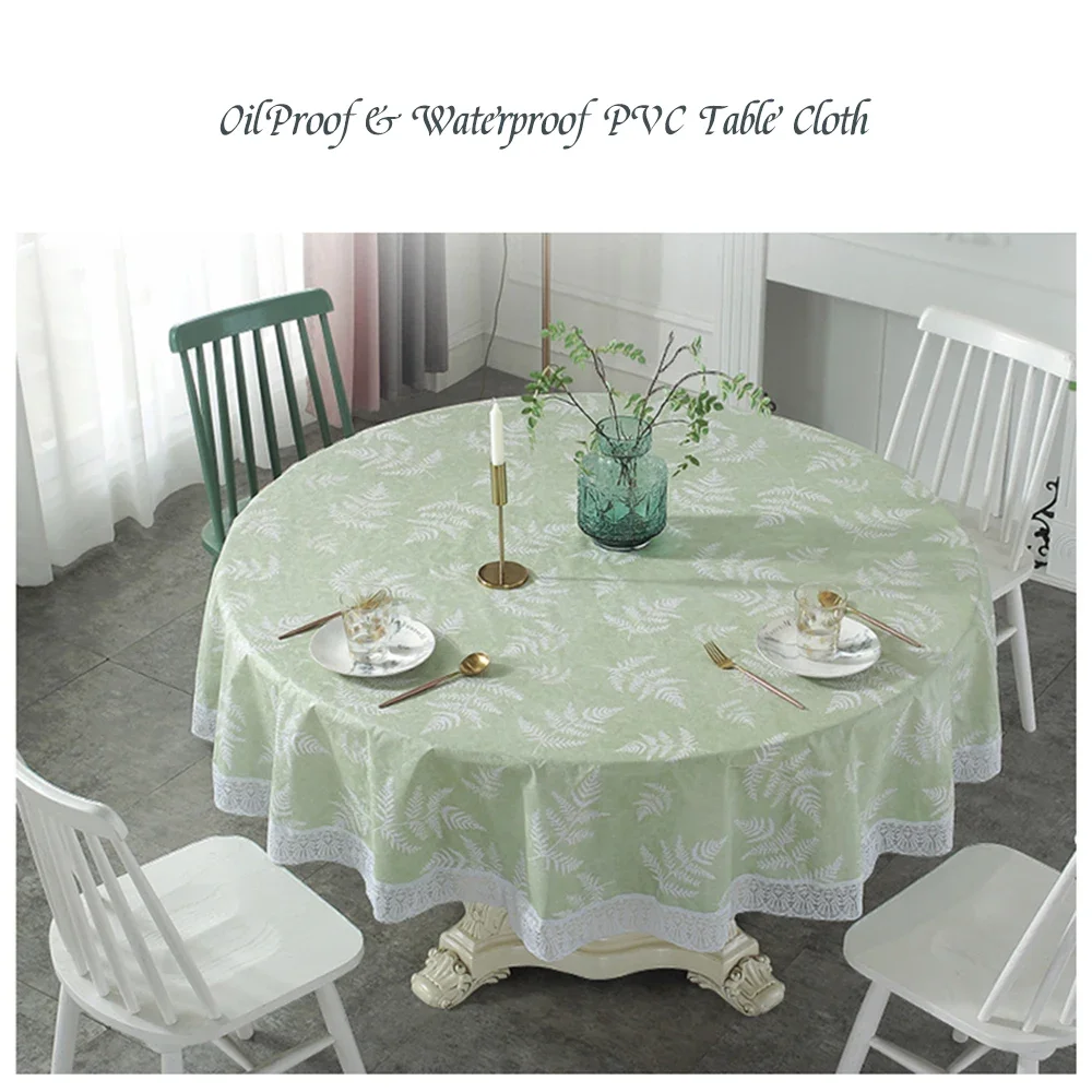 Top Sale PVC Waterproof Oil-proof Tablecloth Printed Round Table Cloth Wedding Party Decor Home Dining Lace Table Cover