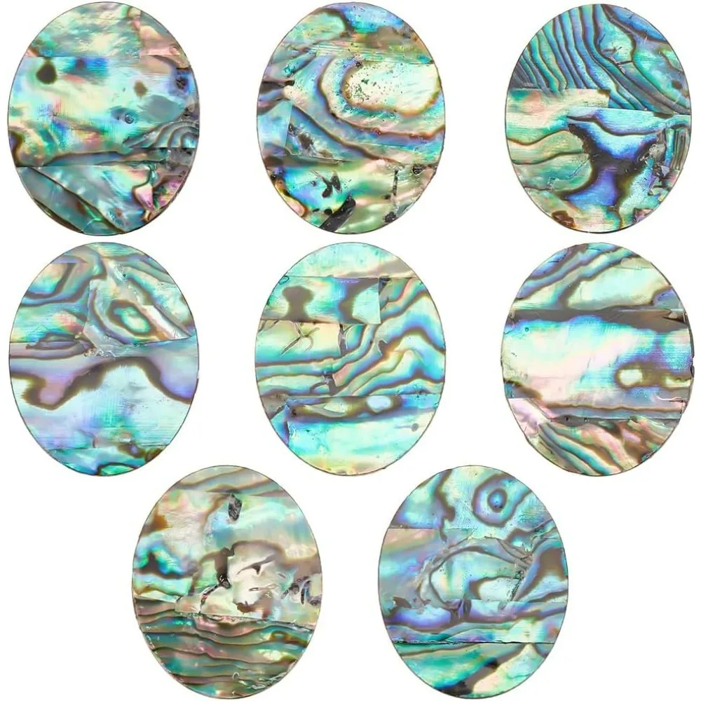 Abalone Cabochon Natural Paua Shell Cabochons Loose Gemstone Oval Abalone Shell Charms Single-Sided for Home