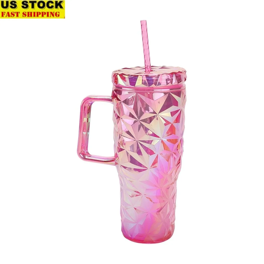 

Пластиковый стакан без BPA на 30 унций с ручкой, изолированная с двойными стенками, дорожная кружка, которую можно мыть в посудомоечной машине, для дома, на открытом воздухе, устойчивый к разливу