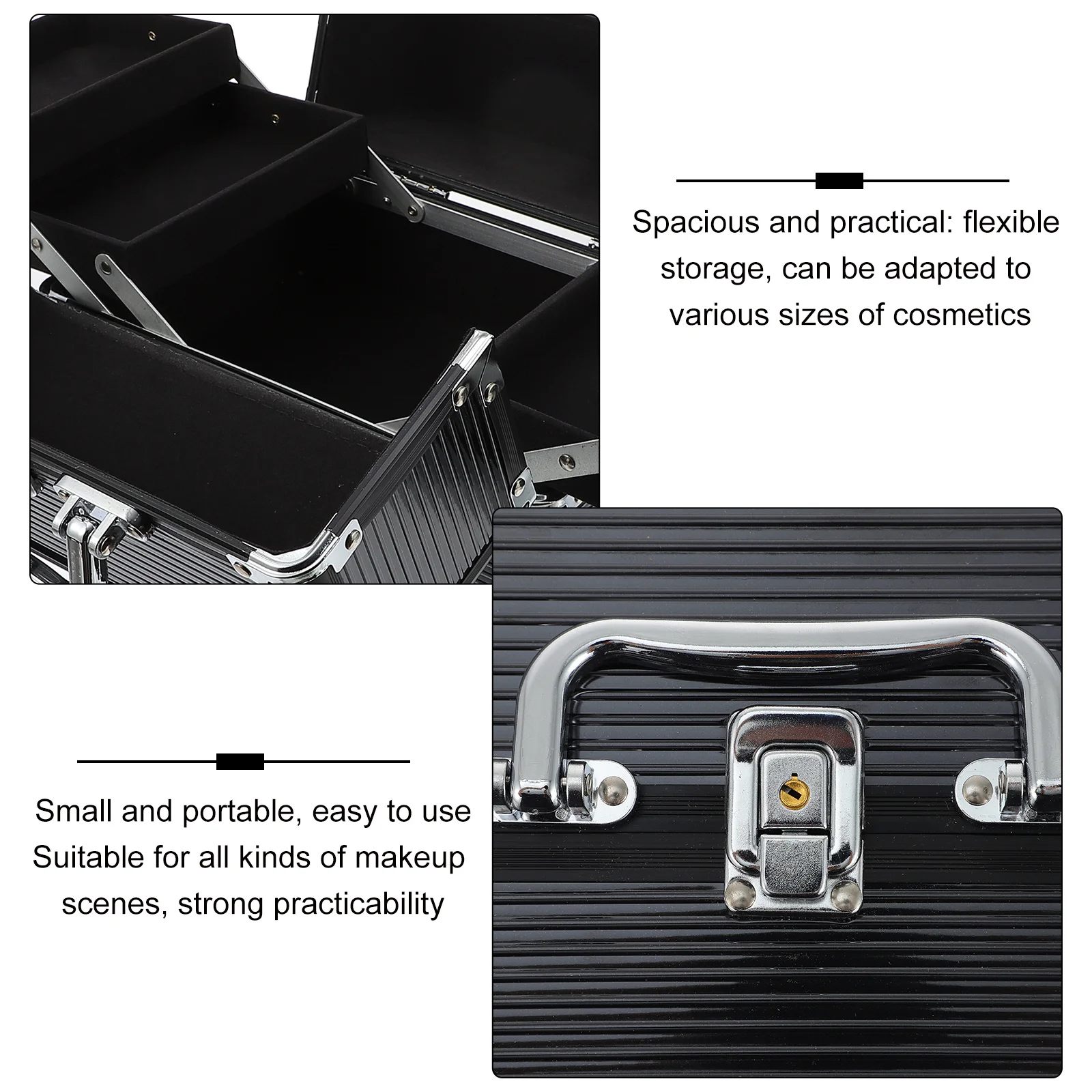 

1Pcs Aluminum Alloy Makeup Case Lightweight Professional Organizer Travel Storage Box Vanity Tool Holder