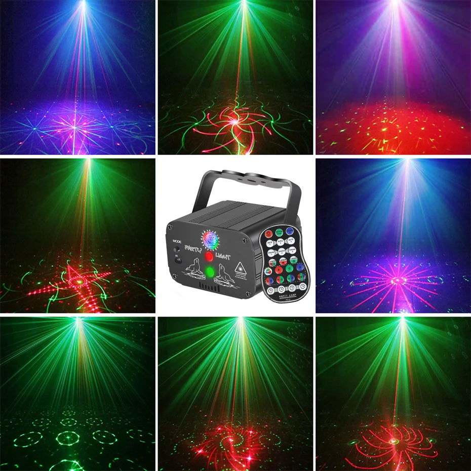 ALIEN Mini projecteur Laser Disco LED, Rechargeable par USB, son UV, effet stroboscopique sur scène, lampe de fête de mariage, de noël