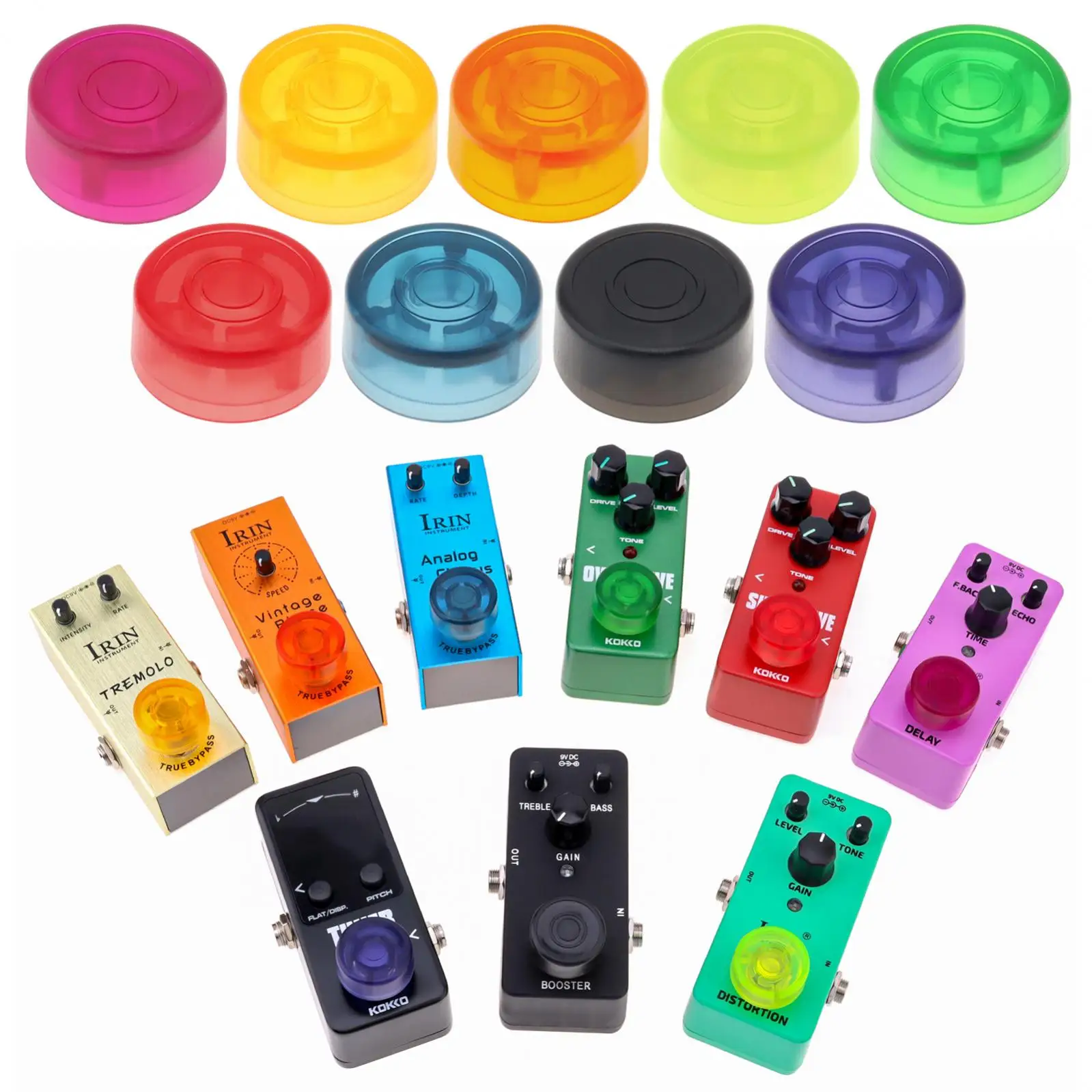 18pcs Colorful Plastic Guitar Effect Pedal Foot Switch Protection Caps, Lightweight Pedal Foot Nail Cap