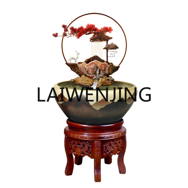 RWJ Jingdezhen Ceramic Circulation Water Fountain Humidifier Living Room Decorations Ornaments