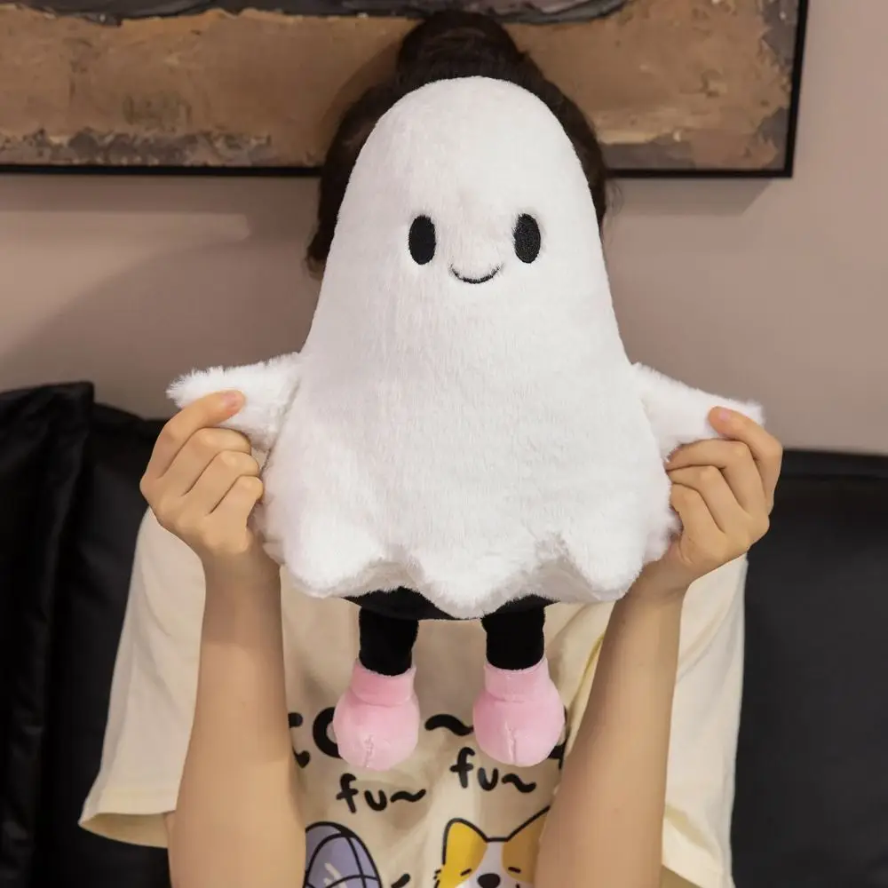 Muñeco de peluche de pequeño fantasma de simulación, muñeco de fantasma de dibujos animados esponjoso interactivo, colección de juguetes, cómodo almohada fantasma de Halloween