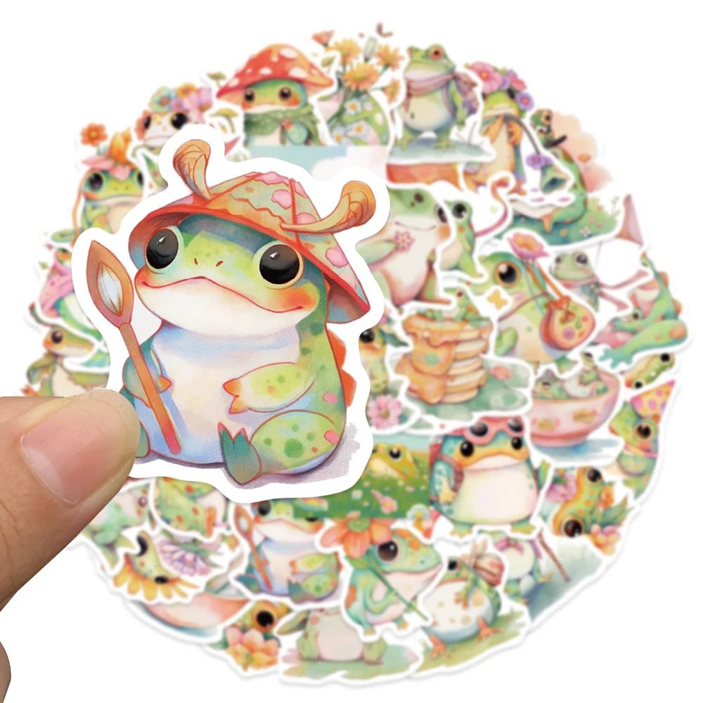 10/30/50pcs Kawaii Funny Frog Animal Stickers Cute Cartoon Kids DIY Sticker Toy Stationery Laptop Phone Graffiti Decals Packing