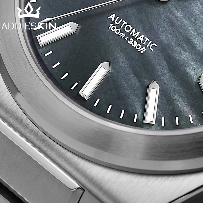 AddiesKin Men's Mechanical Wrist Watch Casual Fashion Miyota 9015 Mother of Pearl Dial Watches Waterproof Luminous Reloj Hombre