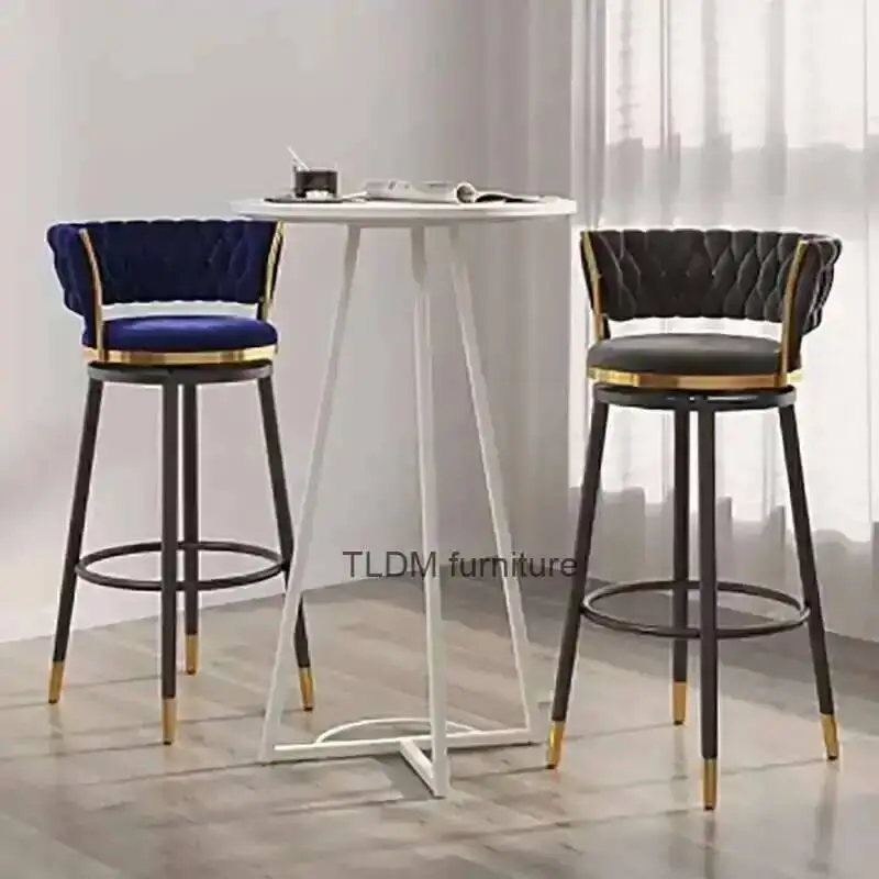 

Reception Luxury Iron High Bar Chair Library Backrest Modern Living Room Bar Stools Designer Height Banqueta Trendy Furniture