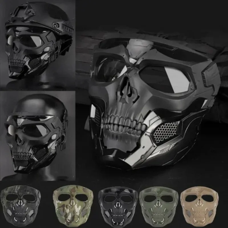 

Tactical Full Face Mask Airsoft Skull Skeleton Masks with Lens - Impact Resistant for Halloween Paintball Movie Props Party