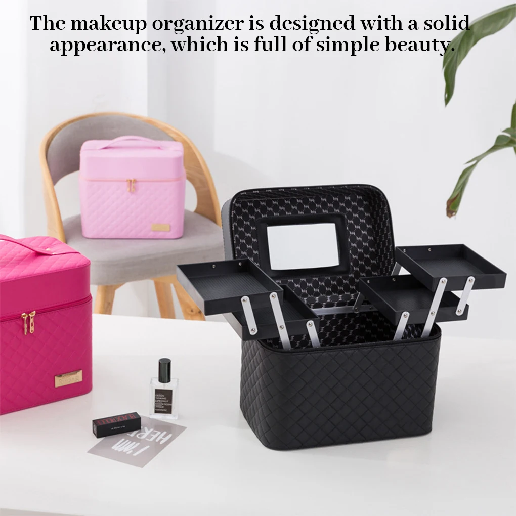 Multilayer Cosmetic Bag Beauty Makeup Organizer with Zipper Container