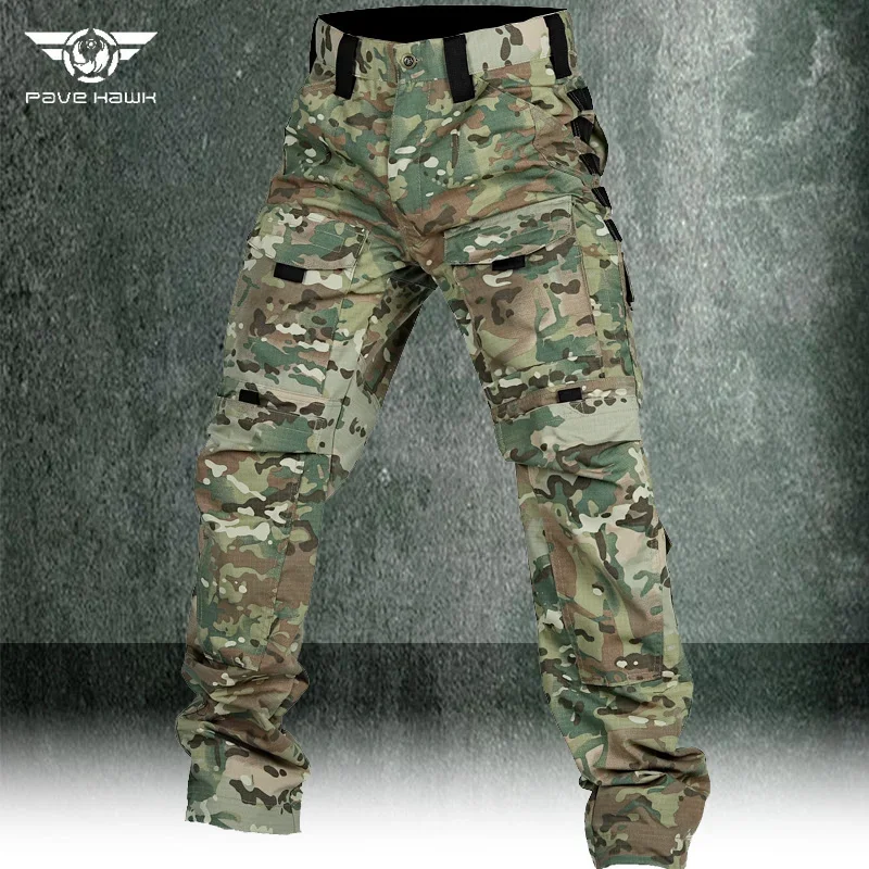 Casual Trousers Men's Multi-Pocket Camouflage Training Pants Outdoor Jogging Wear-resistant Waterproof Cargo Working Pants Male