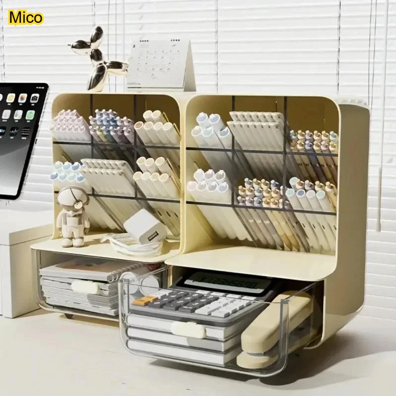 

Multi-Layer Desk Organizer, Large Capacity Slanted Pencil Holder, Desktop Stationery Storage Box for Office School Supplies