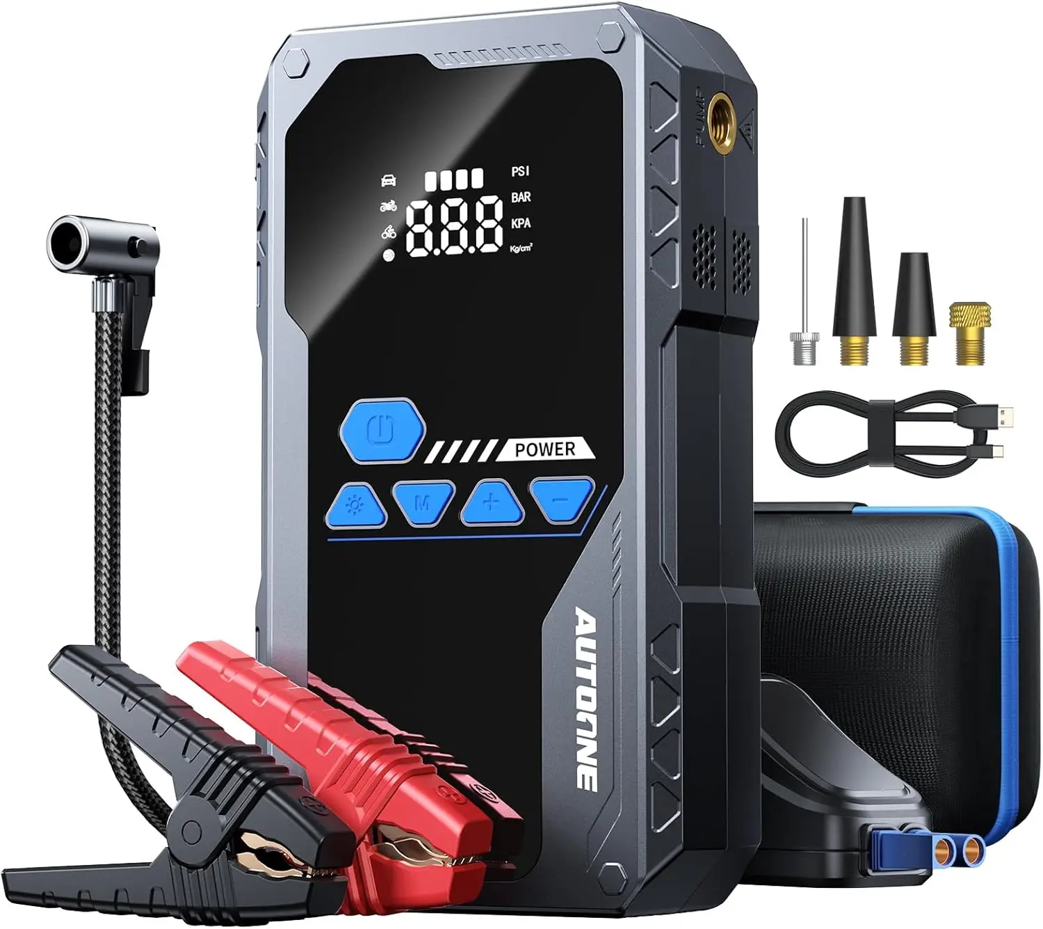 Autoone 4000A Jump Starter With Air Compressor (10L Gas/8.0L Diesel), 150Psi Car Battery Jumper Starter Portable, 12800Mah Jump