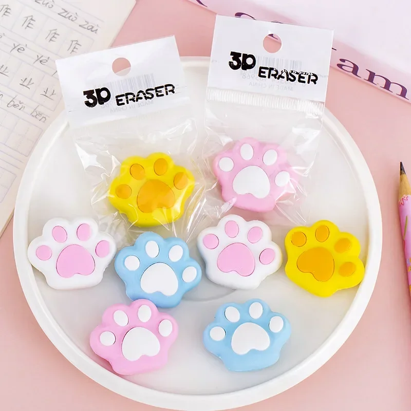 

24 шт., оптовая продажа, креативный цветной ластик с кошачьими когтями, новинка, студенческие канцелярские принадлежности, призы, держатель для наконечников Q, держатель для салфеток, держатель для зубочисток