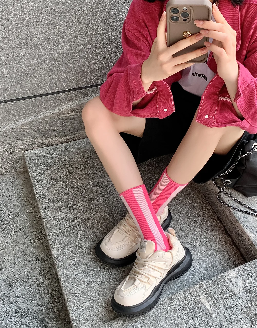 1 Paar gestreifte lustige Socken koreanische japanische Mann Frauen Design Unisex Mode trendige Crew Strümpfe – Detail 24