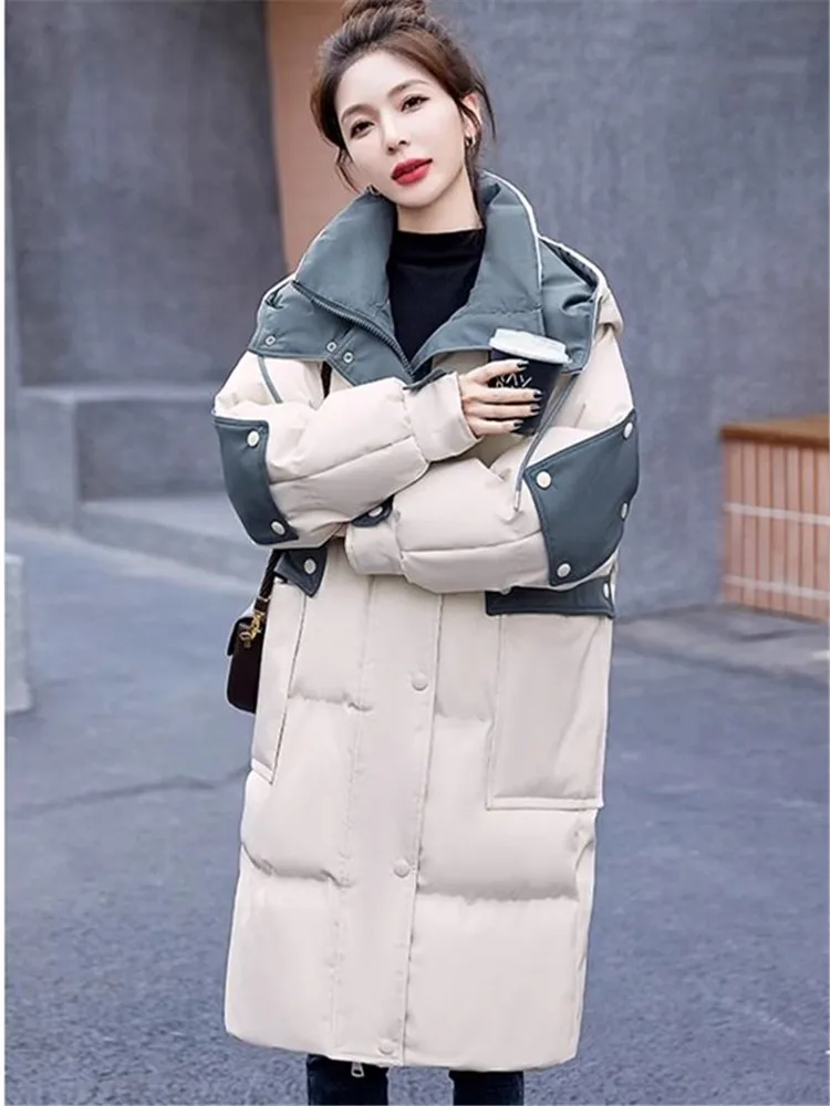 

Ladies Winter Parka Coat 2024 Hooded Temperament Comfortable Women's Down Cotton Jacket Loose Thick Casual Female Outerwear