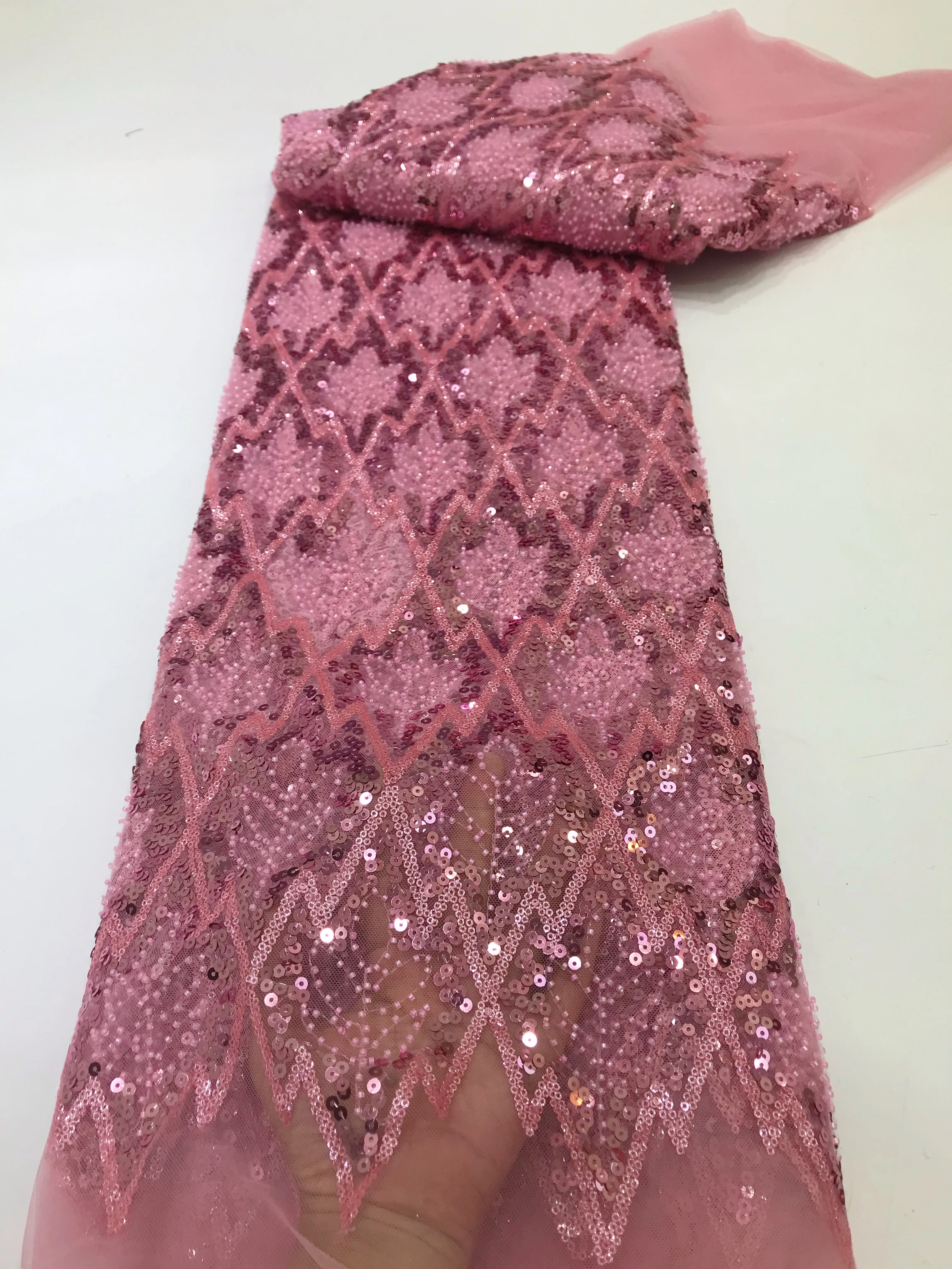 African Lace Fabric 2024 Sequins Beaded Embroidery Groom Nigerian Bridal High Quality French Tulle Lace Fabric For Wedding