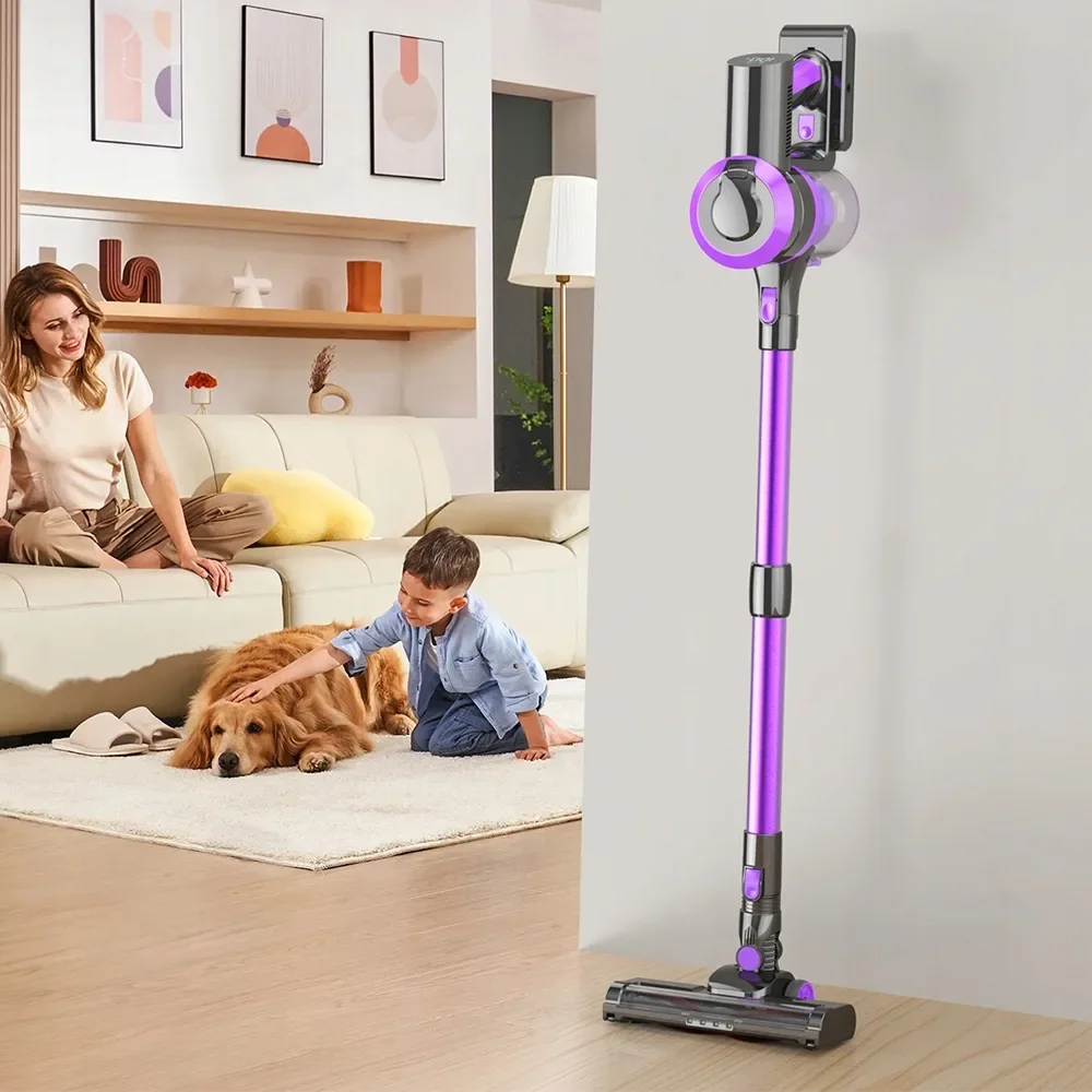 Aspiradora inalámbrica de 450 W y 30 000 Pa con pantalla LED y 55 minutos de autonomía: limpiador de barras anti-enredos para pelo de