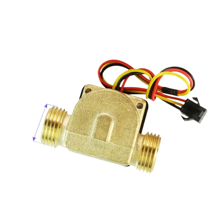 FOR Hall water flow sensor 4 points copper water heater card swiping machine DN15 water flow meter G1/2 outer screw