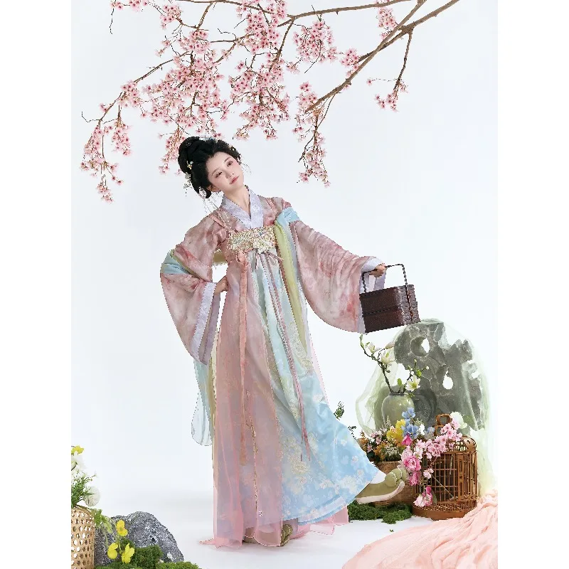 Tang Hanfu women's embroidered chest-length skirt smudged collar shirt spring and summer suit