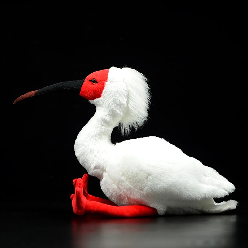 27cm New Simulation Super Cute Asian Crested ibis Plush Toy White Red Japanese Chinese Nipponia nippon Real Life Doll Gift