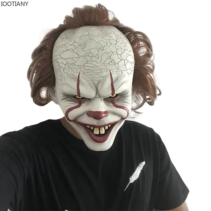 Disfraz de payaso terrorífico para Cosplay, máscara de cara completa de película de terror y tv, accesorios para carnaval, fiesta de disfraces, 2023