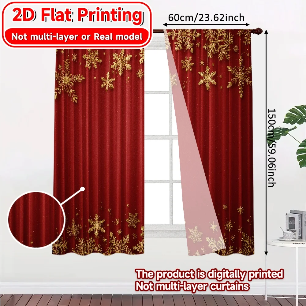 2D Flat Printing,2pcs Holiday Cheer Modern Curtain Fabric Versatile Polyester Fabric Curtains Thermal Insulation, and Room