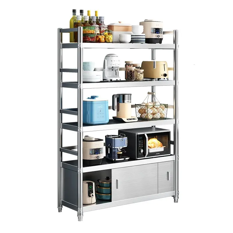 

Stainless steel kitchen cabinet rack floor-to-ceiling multi-layer storage rack