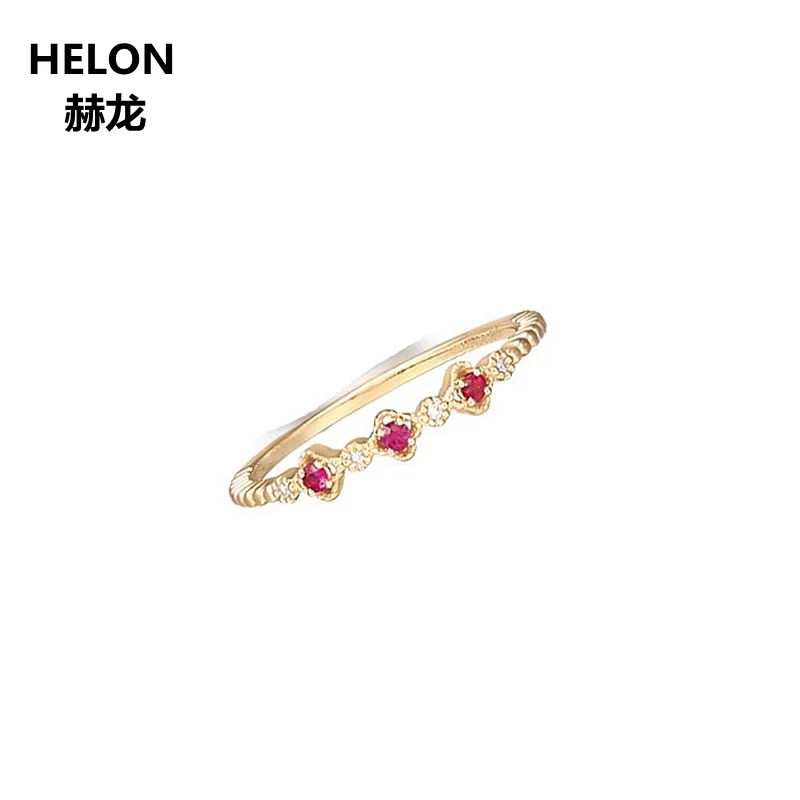 Solid 14k Rose Gold Natural Ruby Diamonds Engagement Wedding Ring Anniversary Band Trendy Fine Jewelry