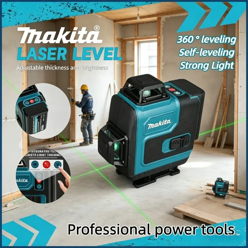 

Лазерный нивелир Makita 3D-4D, 16 линий, горизонтальный и вертикальный, высокоточный, 360°, зеленый луч ° горизонтальные настенные портативные электроинструменты