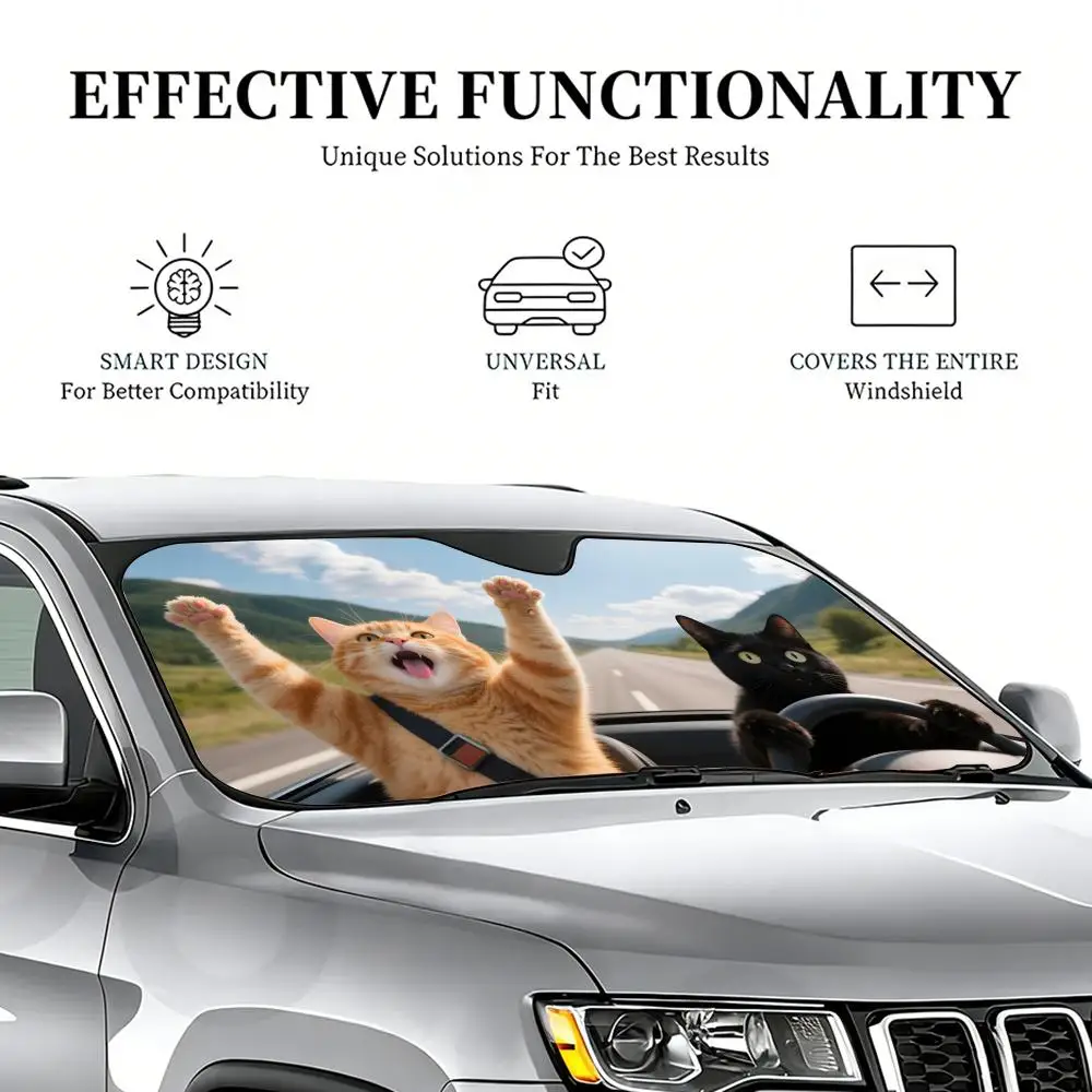 Funny Drive Cat Sun Visor Sun Visor Car Windshield Sunshade UV Protection Reflective Foldable Heat Insulation Cover
