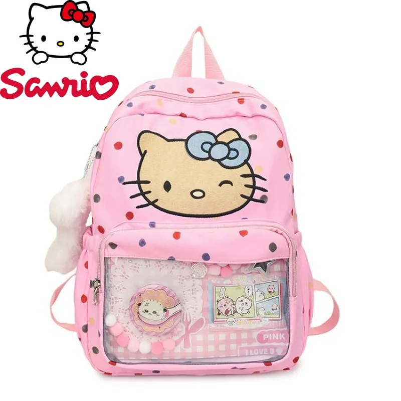 

HelloKitty 2026 New Women's Backpack Fashion High Quality Student Backpack Pink Cartoon Versatile Multi Functional Girl Backpack