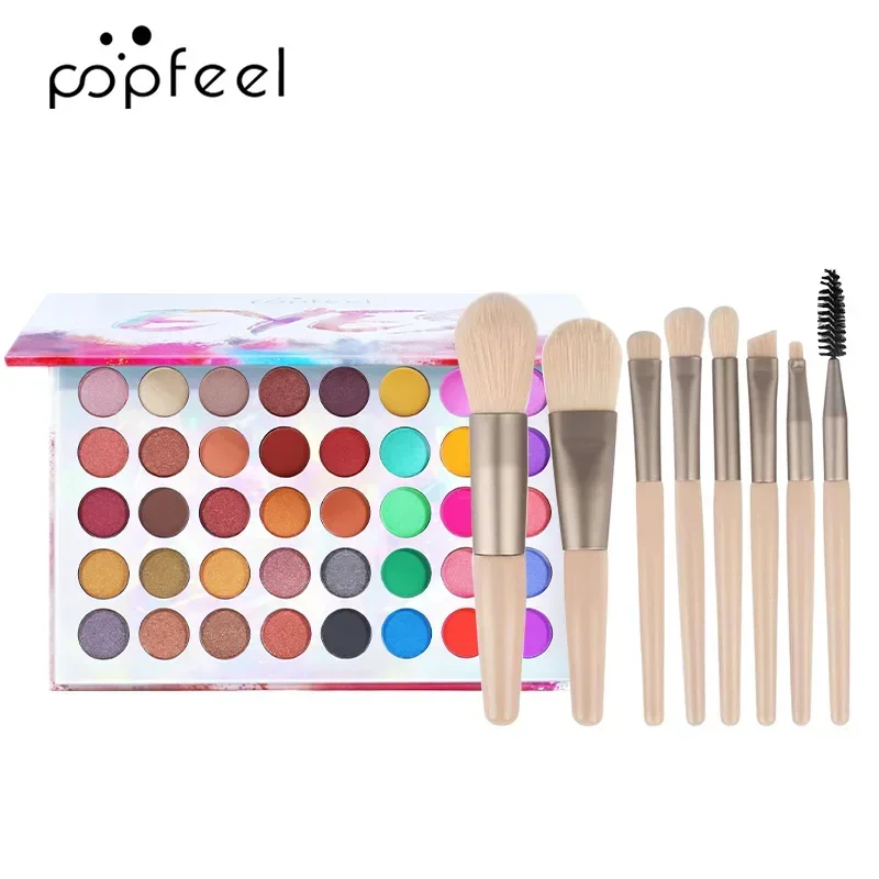 Best-Selling Popfeel Makeup 40 Color Glitter Eye Shadow Palette Make Up Minerals Eyeshadow Pallete+8Pcs/Sets Brush Gifts Women