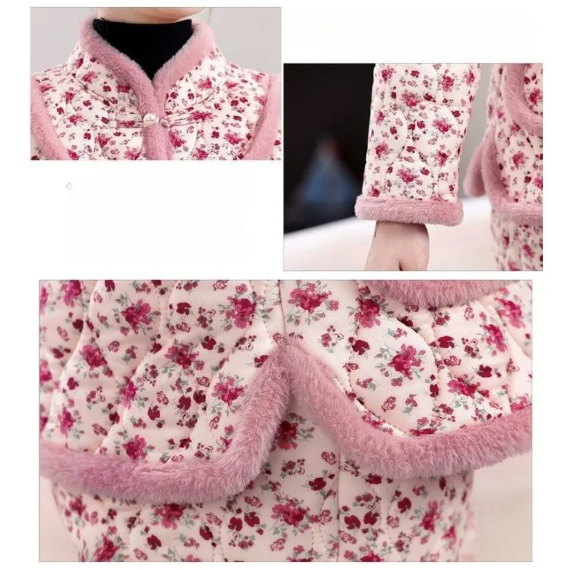 Internet Celebrity New Velvet Floral Padded Coat Warm Thickened Chinese Padded Jacket Retro National Style Winter Padded Jacket