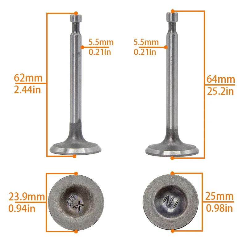Generator Intake Valve Exhaust Valve Set For Honda 168F 170F GX160 220 2KW-2.5KW Gas Engine