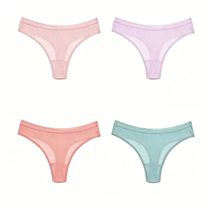 4-Piece Set Of Low Waist Sexy Women's Cotton Thong Casual Sports Thread Underwear Women's Personalized Triangle Pants