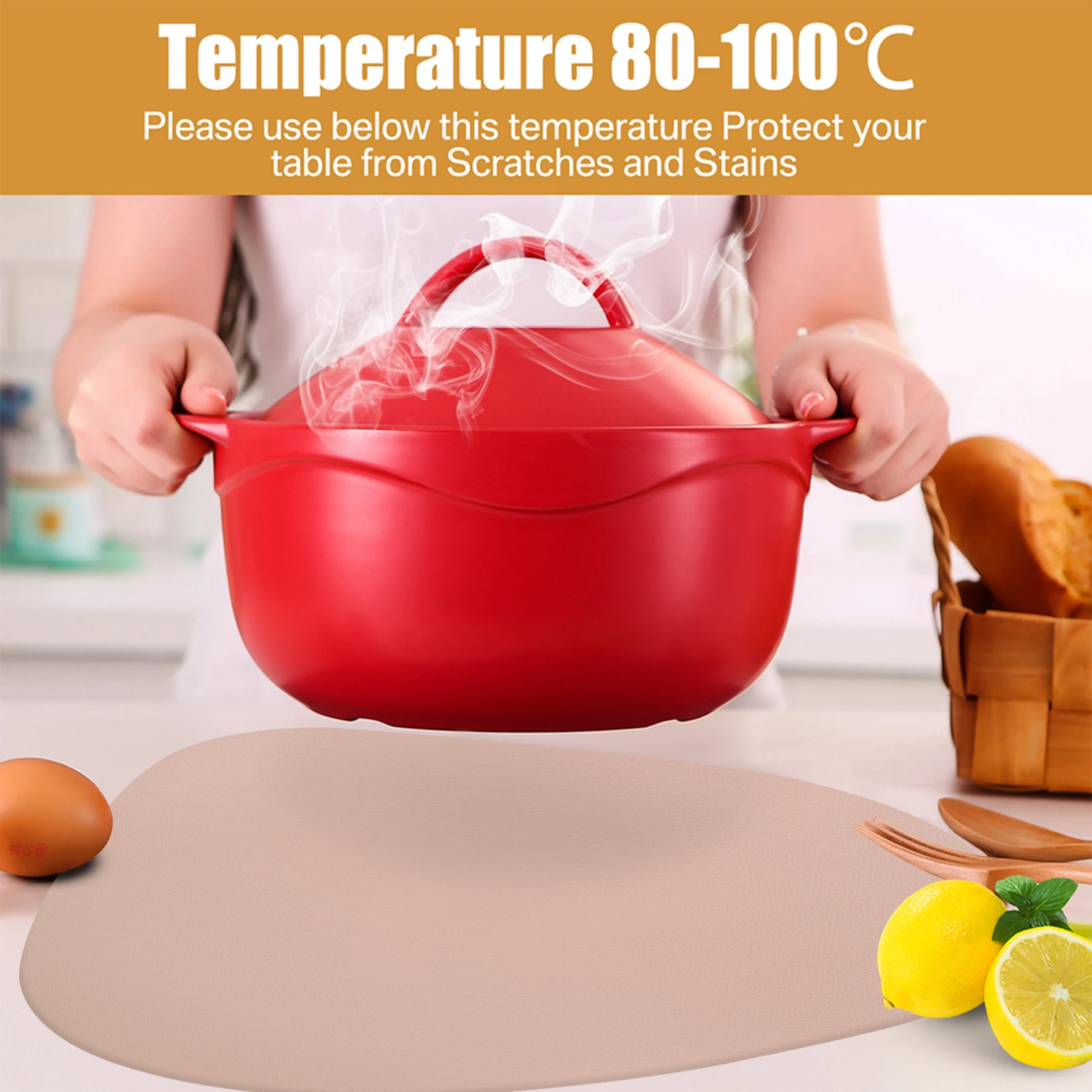 حصائر طاولة من جلد البولي يوريثان مع قواعد أكواب مقاومة للماء على الوجهين ومقاومة للحرارة وقابلة للغسل ومضادة للانزلاق لحفلات المطبخ والمطعم