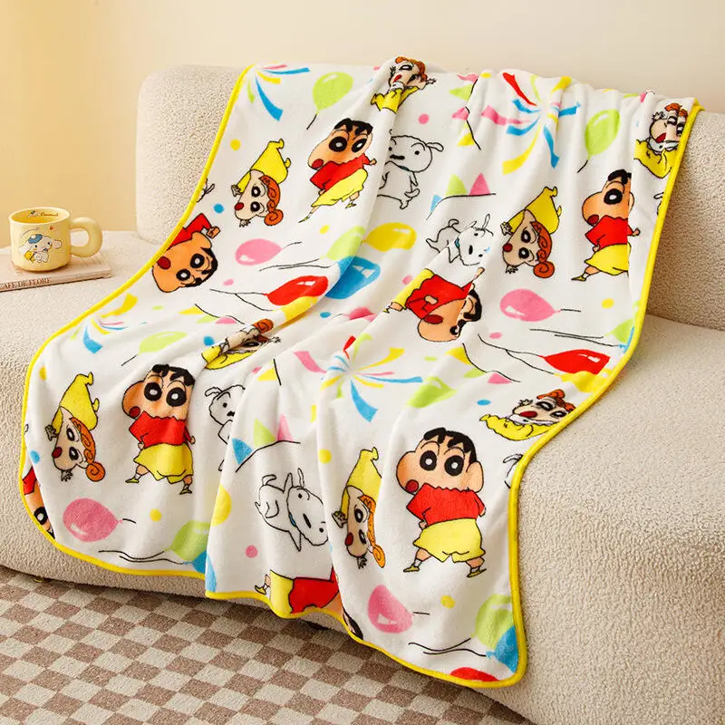 Crayon Shin Chan Cute Cartoon Flannel Blanket Warm Cozy Throw Shawl Cape Lightweight Soft Plush Cove Office Birthday Gift