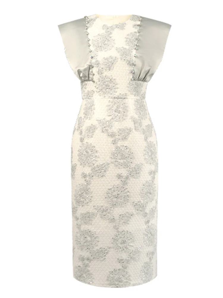 Ropa de mujer, vestido de tubo por debajo de la rodilla ajustado con lentejuelas florales y bordado de encaje, Vestidos de fiesta elegantes de lujo para mujer, ocasión Formal nueva