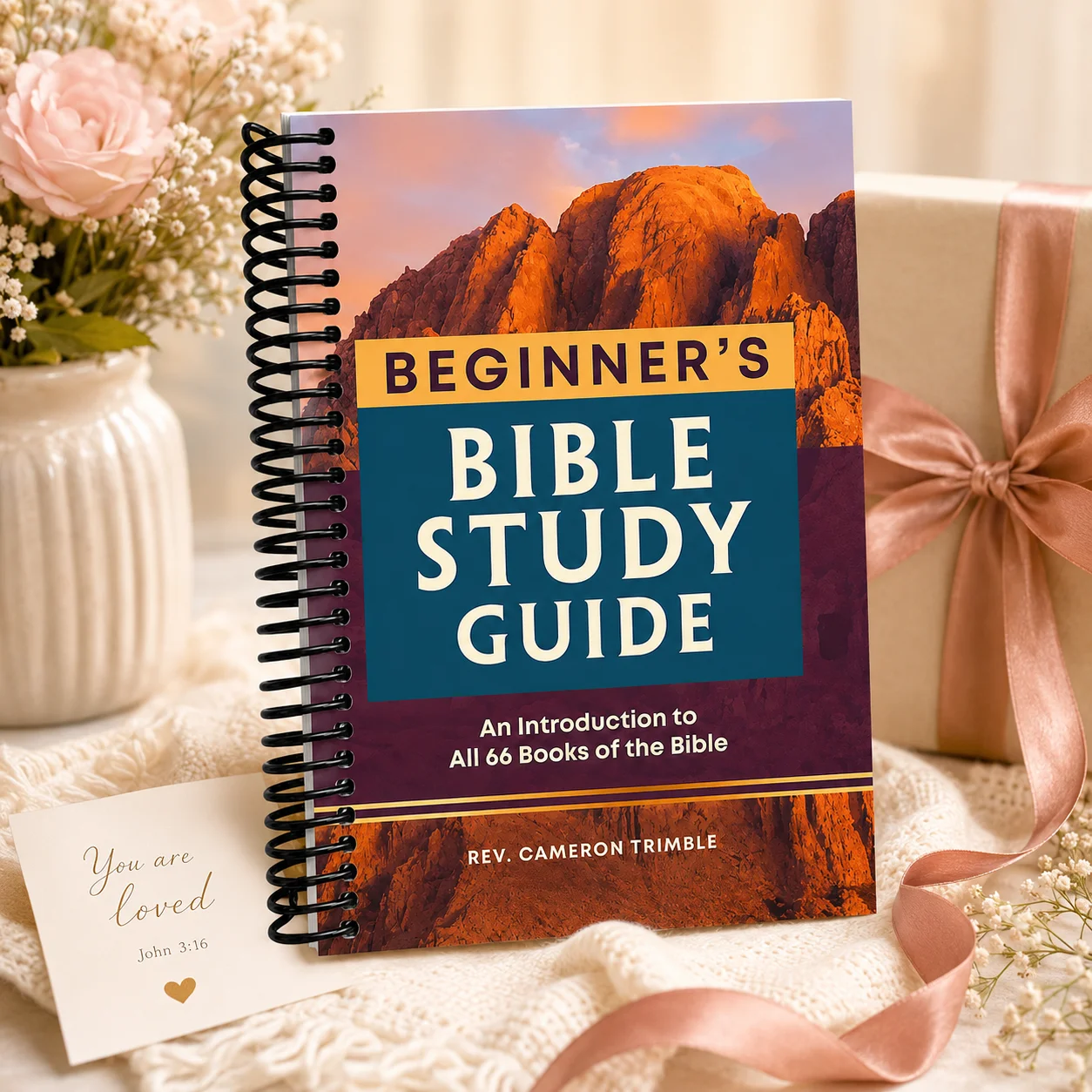 Beginner’s Bible Study Guide, Mountain Cover Spiral Scripture Journal for Devotion Reading Plan, Notes and Faith Reflection