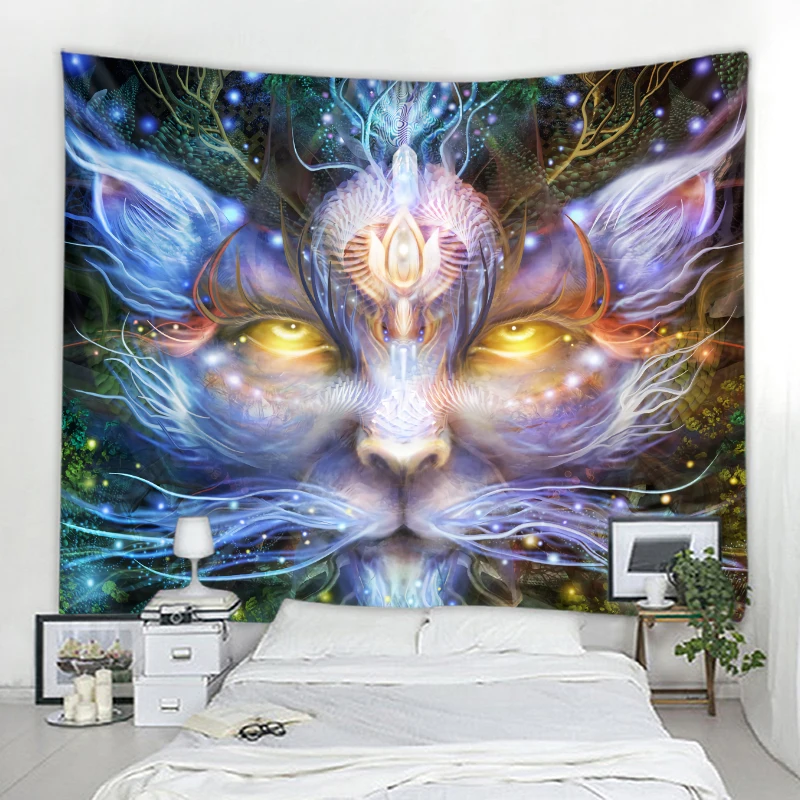 

Fantasy Cartoon Cat Wall Hanging Bohemian Mandala Kawaii Bedroom Home Decoration Tapestry