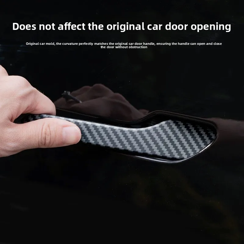 Door Handle Cover for Tesla Model 3 Y Carbon Fiber Door Handle Protection Film Anti Scratch Exterior Accessories