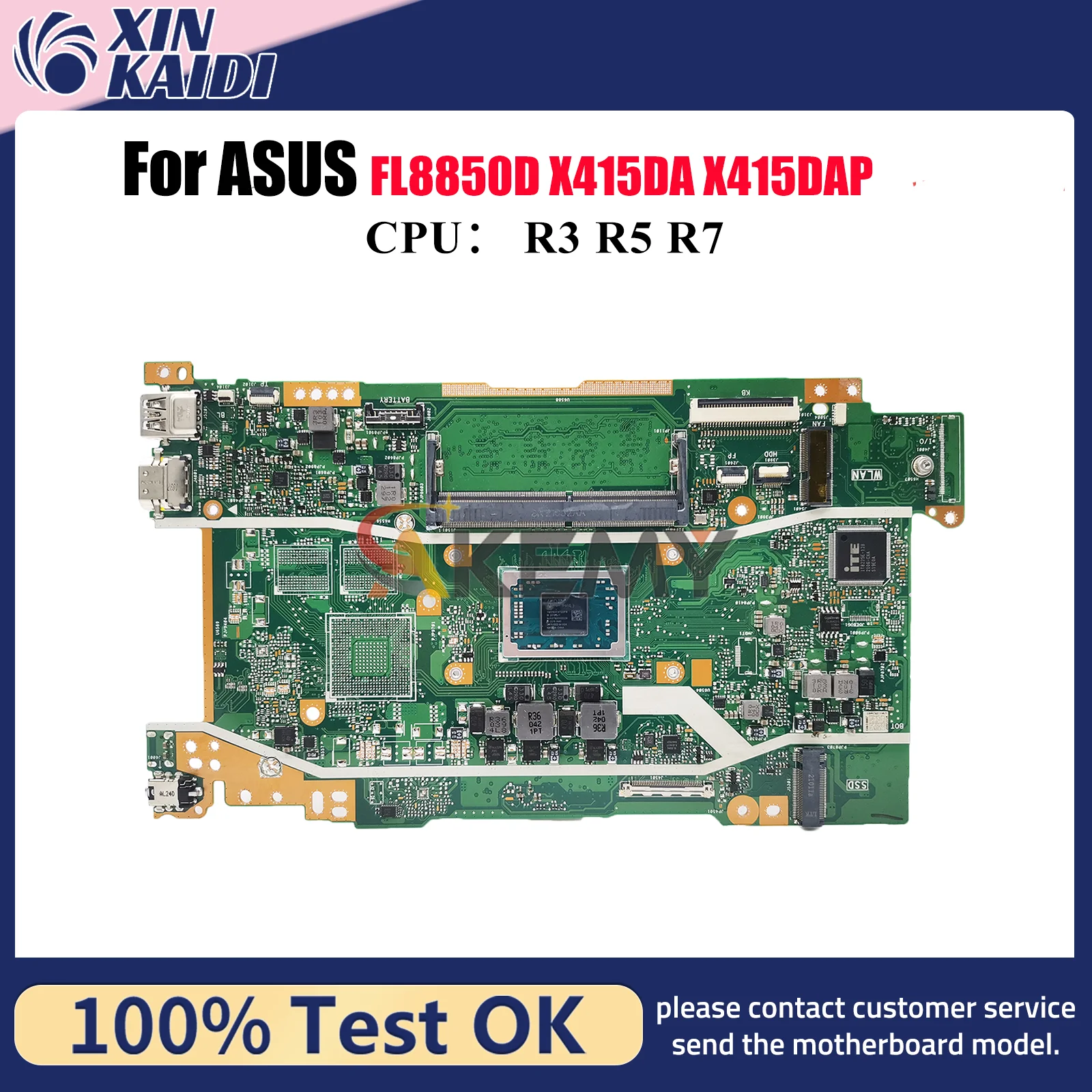 

X415DA Laptop Motherboard For ASUS VivoBook X415DA X415D X415DAP FL8850D Notebook Mainboard With R3 R5 R7 CPU 100% tests OK stk